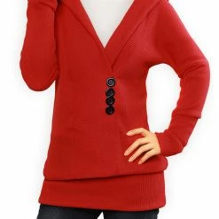 Allegra K Shawl Collar Buttons Decor Hooded Tunic Sweater