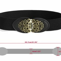 Allegra K Women Gold Tone Flower Design Metal Interlocking Buckle Elastic Cinch Belt Waistbelt 10 Allegra K Women Gold Tone Flower Design Metal Interlocking Buckle Elastic Cinch Belt Waistbelt