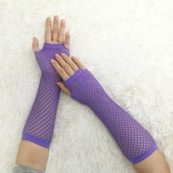 Allegra K Woman Elbow Length Elastic Fishnet Fingerless Arm Warmers Gloves 1 Pair