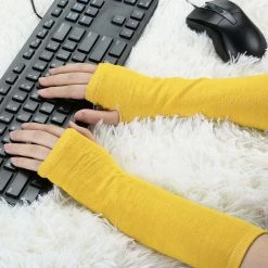 Allegra K Accessories Women's Arm Warmers Winter Knitted Cold Elbow Long Fingerless Gloves