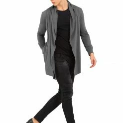 Allegra K C50 Men Shawl Collar Open Front Pockets High-Low Hem Long Cardigan 65 Allegra K C50 Men Shawl Collar Open Front Pockets High-Low Hem Long Cardigan