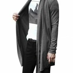 Allegra K C50 Men Shawl Collar Open Front Pockets High-Low Hem Long Cardigan 66 Allegra K C50 Men Shawl Collar Open Front Pockets High-Low Hem Long Cardigan