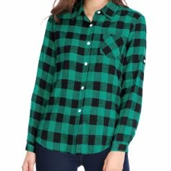 Women Allegra K Plaids Roll Up Sleeves Buttoned Boyfriend Shirt 44 Women Allegra K Plaids Roll Up Sleeves Buttoned Boyfriend Shirt