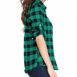 Women Allegra K Plaids Roll Up Sleeves Buttoned Boyfriend Shirt 45 Women Allegra K Plaids Roll Up Sleeves Buttoned Boyfriend Shirt