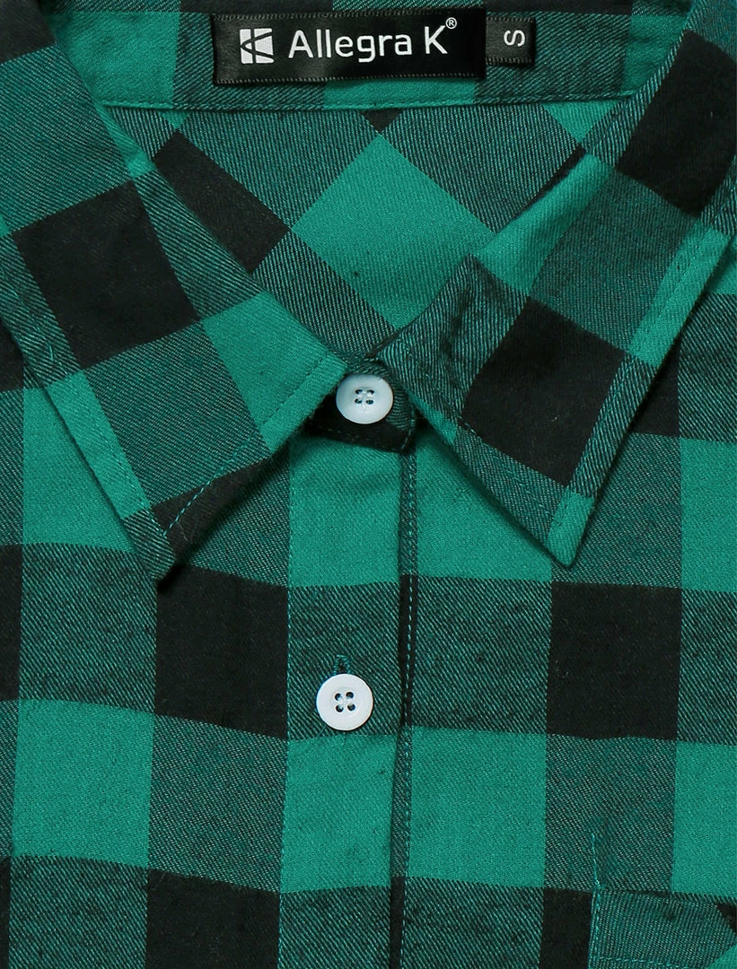 Women Allegra K Plaids Roll Up Sleeves Buttoned Boyfriend Shirt 23 Women Allegra K Plaids Roll Up Sleeves Buttoned Boyfriend Shirt