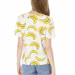 Allegra K Short-Sleeve Banana Printing Casual T-Shirt Women