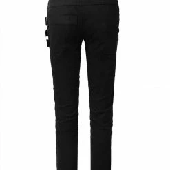 Allegra K HZ150306 Men Casual Slim Fit Pockets Patch Buckle Zipper Gothic Punk Rock Pants
