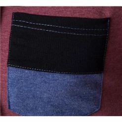 Allegra K HZ150513 Men Round Neck Color Block Patch Pocket Short Sleeves Drawstring T-Shirts