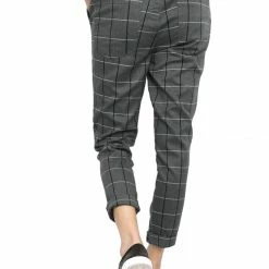 Allegra K Men's Plaid Checks Patterned Flat Front Chino Dress Pants