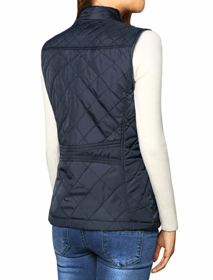 Allegra K Woman Zip Up Front Stand Collar Slant Pockets Quilted Padded Vest Women 95 Allegra K Woman Zip Up Front Stand Collar Slant Pockets Quilted Padded Vest Women