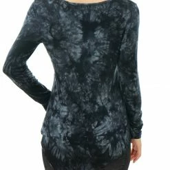 Allegra K Long Sleeves Round Neck Tie-Dye Handkerchief Hem Shirt Women 58 Allegra K Long Sleeves Round Neck Tie-Dye Handkerchief Hem Shirt Women