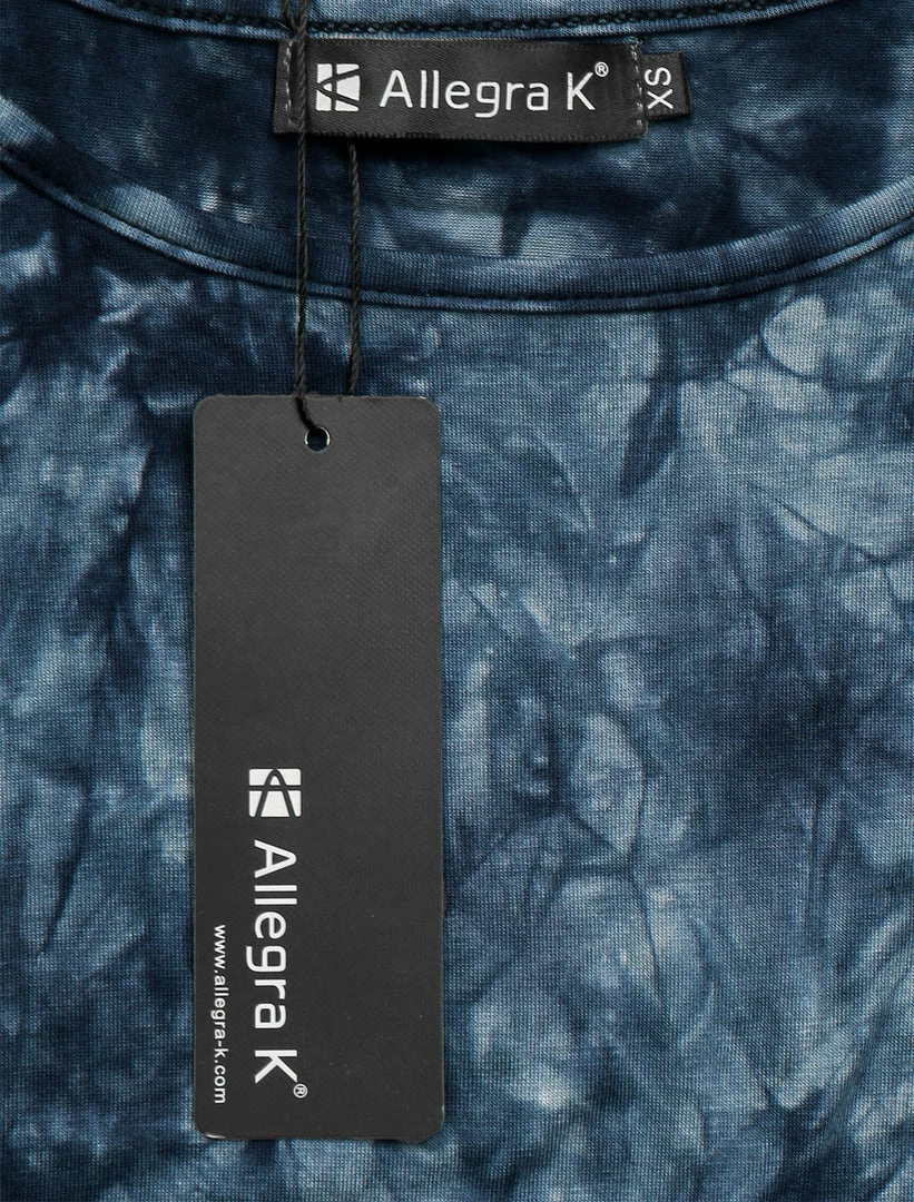 Allegra K Long Sleeves Round Neck Tie-Dye Handkerchief Hem Shirt Women 24 Allegra K Long Sleeves Round Neck Tie-Dye Handkerchief Hem Shirt Women