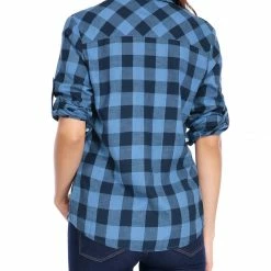 Women Allegra K Plaids Roll Up Sleeves Buttoned Boyfriend Shirt 40 Women Allegra K Plaids Roll Up Sleeves Buttoned Boyfriend Shirt