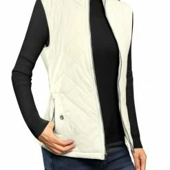 Allegra K Woman Zip Up Front Stand Collar Slant Pockets Quilted Padded Vest Women 173 Allegra K Woman Zip Up Front Stand Collar Slant Pockets Quilted Padded Vest Women