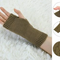 Allegra K Women's Wrist Warmer Stretchy Elastic Thumb Winter Knitted Fingerless Gloves Accessories