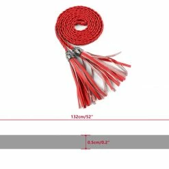 Allegra K Women Tassels Beaded Braided Skinny Waist Belt Accessories