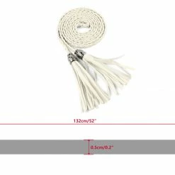 Allegra K Women Tassels Beaded Braided Skinny Waist Belt Accessories