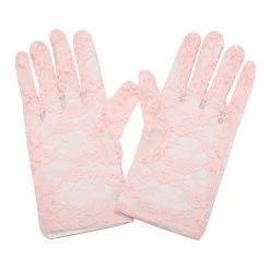 Allegra K Lady Floral Lace Wrist Length Full Finger Gloves Pair Accessories