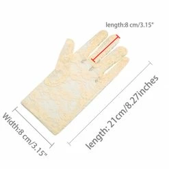 Allegra K Lady Floral Lace Wrist Length Full Finger Gloves Pair Accessories