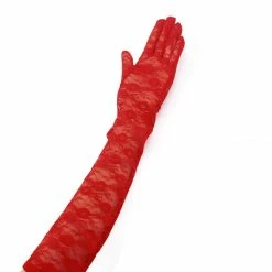 Allegra K Women Opera Length Floral Lace Full Finger Gloves Pair