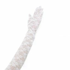 Allegra K Women Opera Length Floral Lace Full Finger Gloves Pair