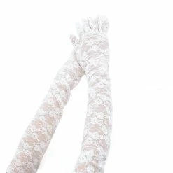 Allegra K Women Opera Length Floral Lace Full Finger Gloves Pair