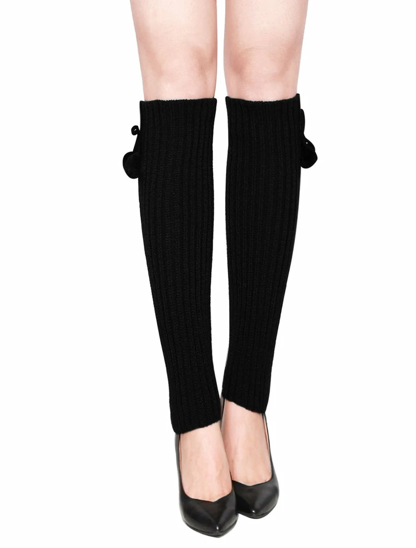 Allegra K Accessories Woman Pom-Pom Decor Ribbed Stretchy Knitted Leg Warmers Pair 4 Allegra K Accessories Woman Pom-Pom Decor Ribbed Stretchy Knitted Leg Warmers Pair