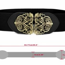 Allegra K Knot Woven Metal Interlocking Buckle Textured Elastic Stretchy Cinch Waistband Waist Belt