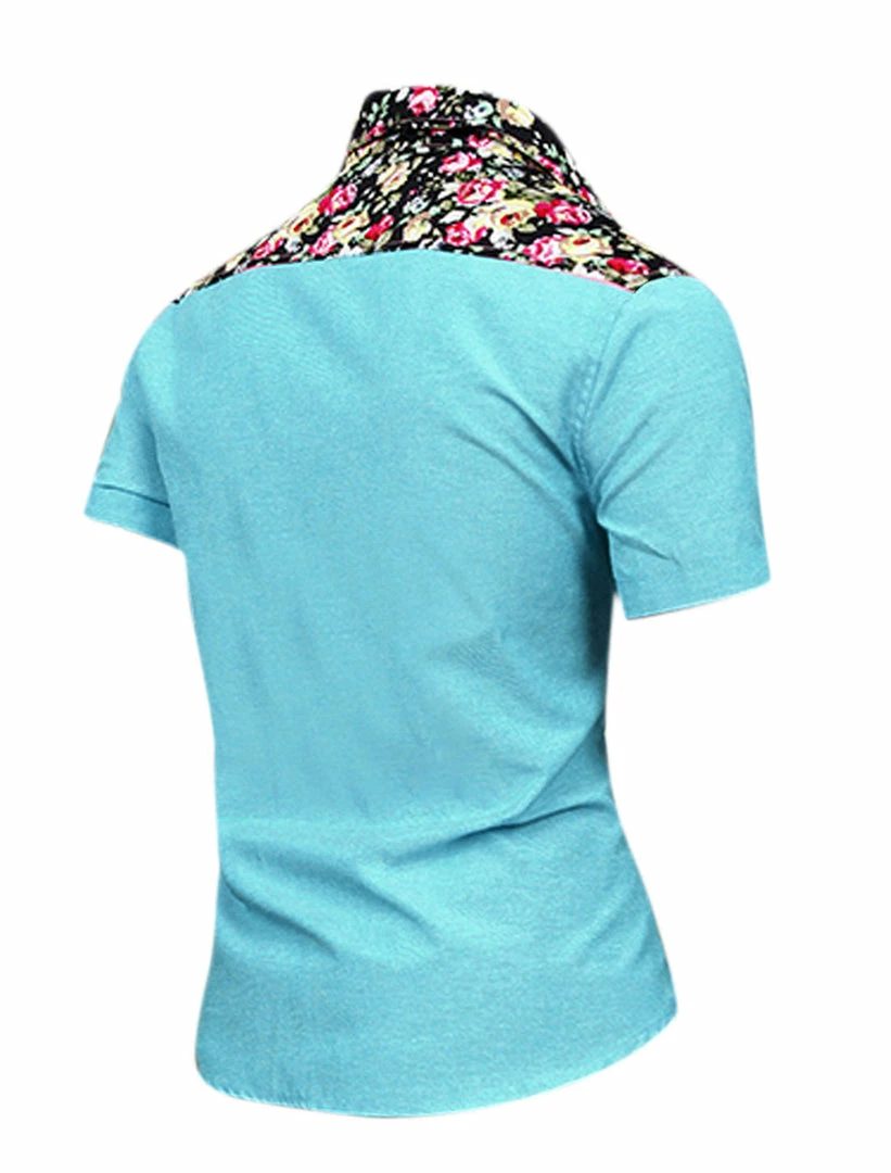 Allegra K 1310 8838 Men Summer Floral Print Pocket Short Sleeve Button Down Hawaiian Shirt 33 Allegra K 1310 8838 Men Summer Floral Print Pocket Short Sleeve Button Down Hawaiian Shirt