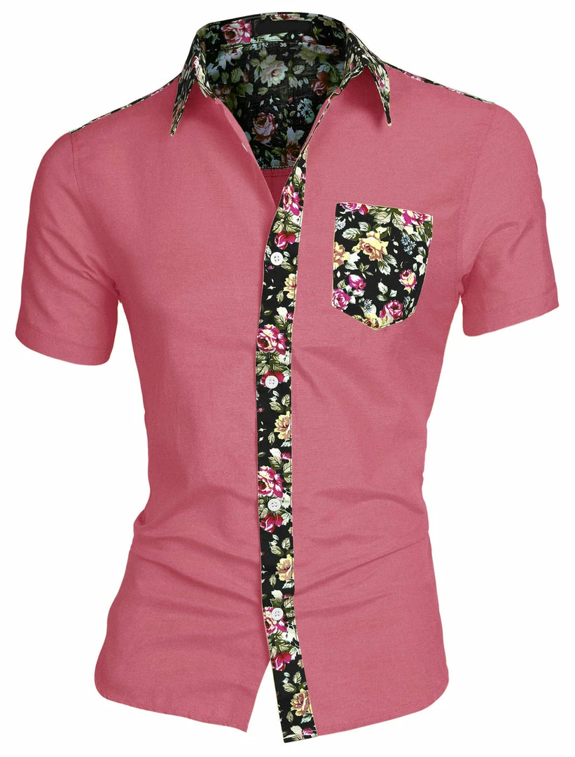 Allegra K 1310 8838 Men Summer Floral Print Pocket Short Sleeve Button Down Hawaiian Shirt 25 Allegra K 1310 8838 Men Summer Floral Print Pocket Short Sleeve Button Down Hawaiian Shirt