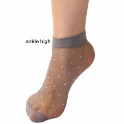Allegra K Women Dots Pattern Ankle Length Stretchy Sheer Socks 10 Pairs