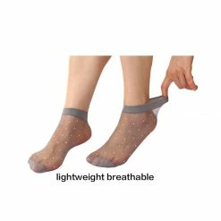 Allegra K Women Dots Pattern Ankle Length Stretchy Sheer Socks 10 Pairs