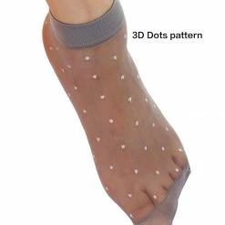 Allegra K Women Dots Pattern Ankle Length Stretchy Sheer Socks 10 Pairs