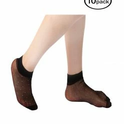 Allegra K Women Dots Pattern Ankle Length Stretchy Sheer Socks 10 Pairs