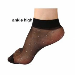 Allegra K Women Dots Pattern Ankle Length Stretchy Sheer Socks 10 Pairs