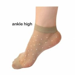 Allegra K Women Dots Pattern Ankle Length Stretchy Sheer Socks 10 Pairs