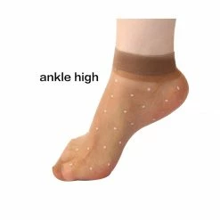 Allegra K Women Dots Pattern Ankle Length Stretchy Sheer Socks 10 Pairs