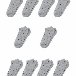 Allegra K Dots Pattern Stretchy Ankle Length Short Socks 10 Pairs 7-9 Accessories