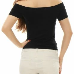 Allegra K Slim Fit Short Sleeves Off The Shoulder Cropped Top Clothing 130 Allegra K Slim Fit Short Sleeves Off The Shoulder Cropped Top Clothing