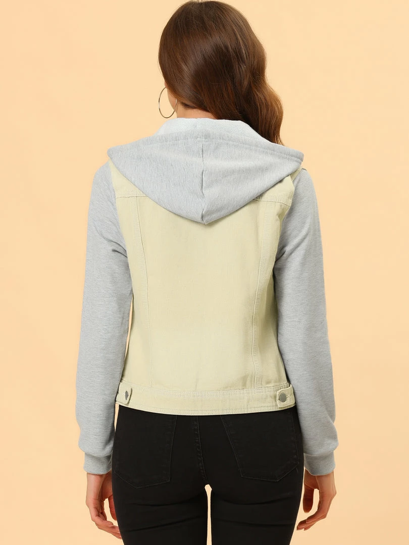 Women Allegra K Washed Denim Jacket With A Hood And Sleeves In Sweatshirt Fabric 50 Women Allegra K Washed Denim Jacket With A Hood And Sleeves In Sweatshirt Fabric