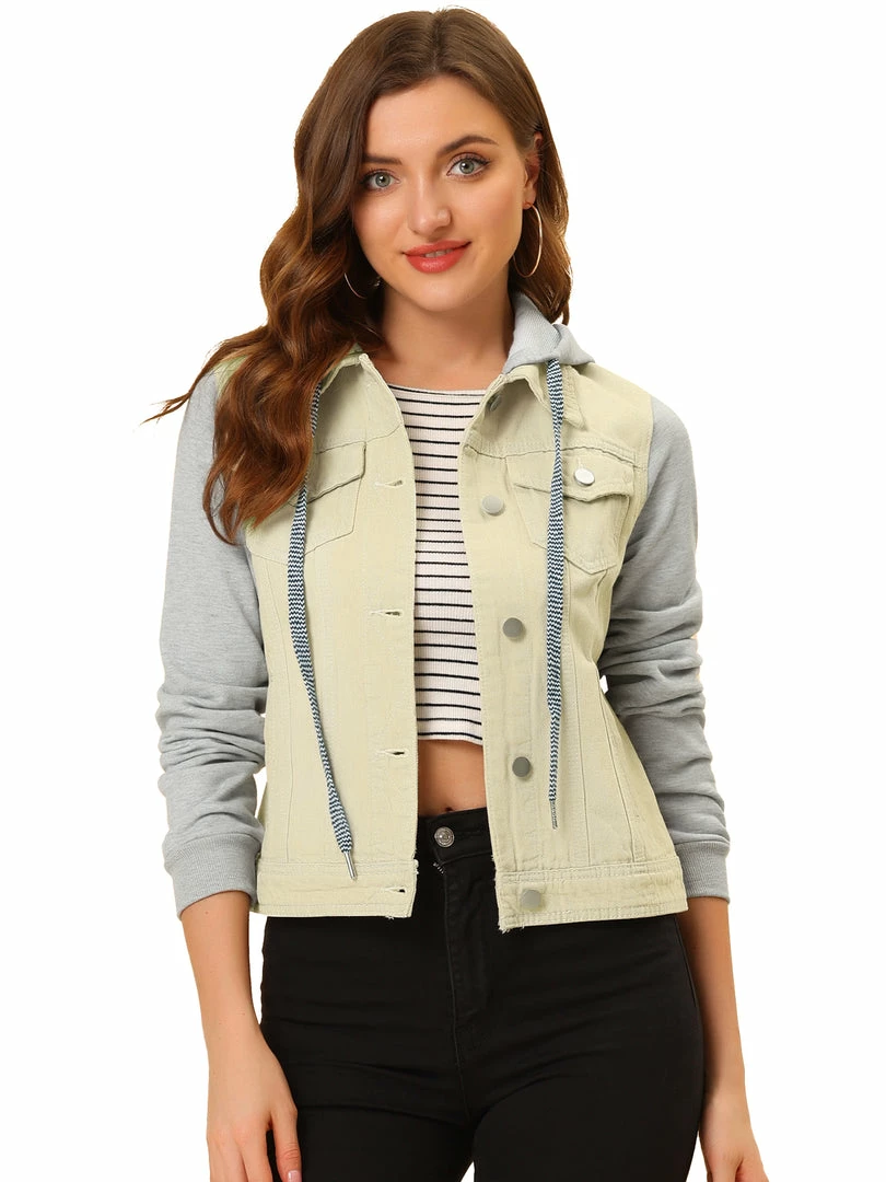 Women Allegra K Washed Denim Jacket With A Hood And Sleeves In Sweatshirt Fabric 47 Women Allegra K Washed Denim Jacket With A Hood And Sleeves In Sweatshirt Fabric