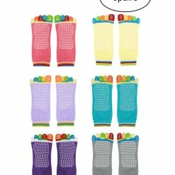 Allegra K Women Nonslip Grips Contrast Color Toe Socks 6 Pairs 12 Allegra K Women Nonslip Grips Contrast Color Toe Socks 6 Pairs