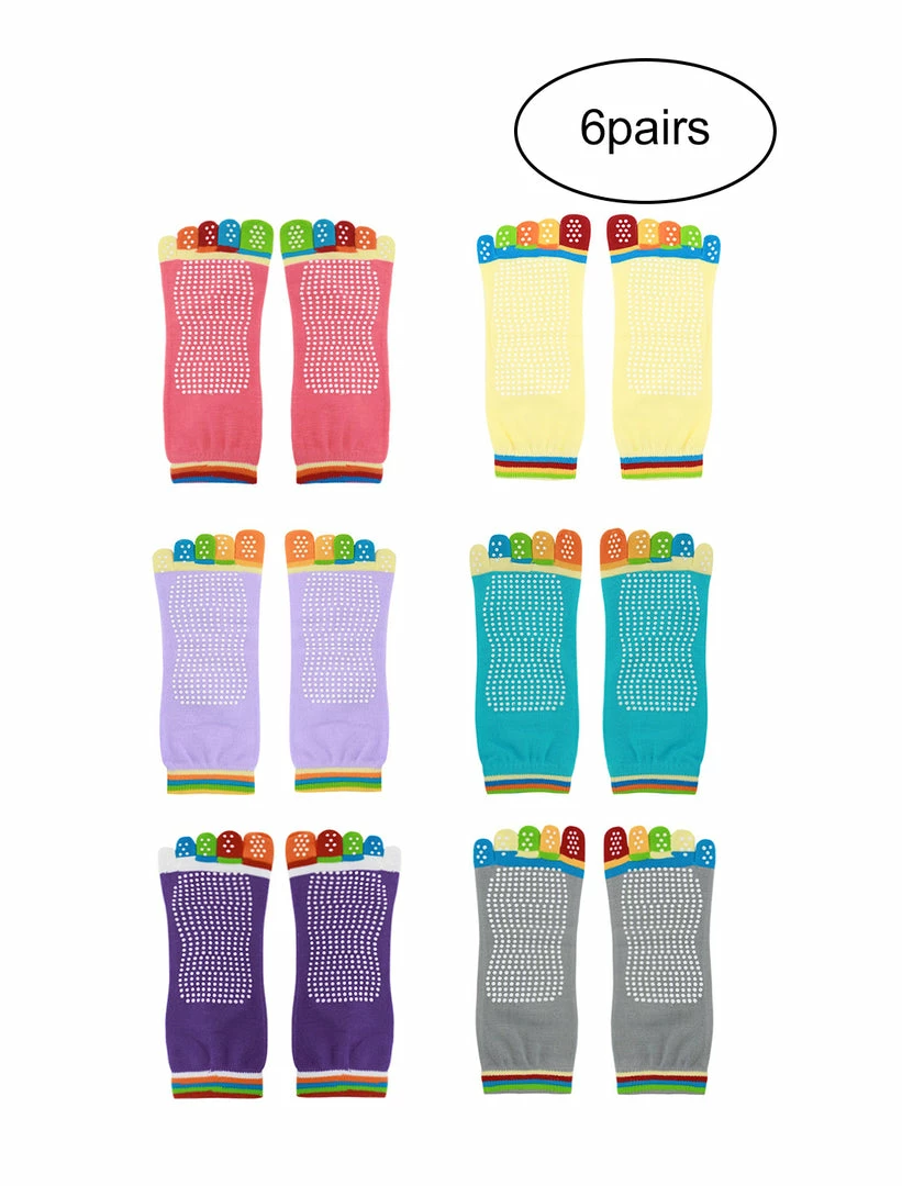 Allegra K Women Nonslip Grips Contrast Color Toe Socks 6 Pairs 5 Allegra K Women Nonslip Grips Contrast Color Toe Socks 6 Pairs