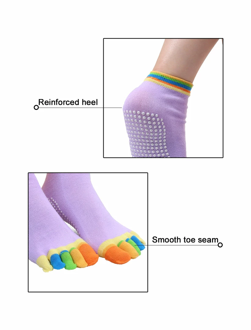 Allegra K Women Nonslip Grips Contrast Color Toe Socks 6 Pairs 9 Allegra K Women Nonslip Grips Contrast Color Toe Socks 6 Pairs