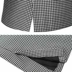 Allegra K Y83 Men Houndstooth Long Sleeve Padded Shoulder Single Breasted Blazer