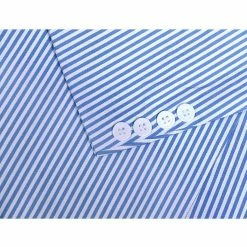 Allegra K HZ150510 Men Notched Lapel Single Breasted Slim Fit Stripes Blazer