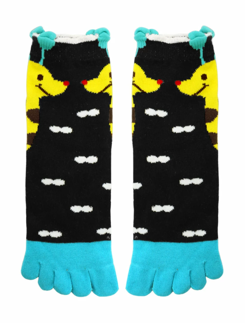 Allegra K Women Elastic Cuffs Giraffe Novelty Pattern Toe Socks 9-11 10 Allegra K Women Elastic Cuffs Giraffe Novelty Pattern Toe Socks 9-11