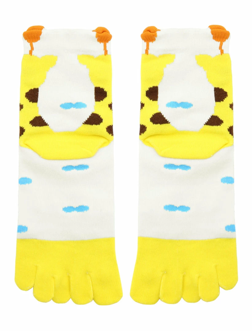 Allegra K Women Elastic Cuffs Giraffe Novelty Pattern Toe Socks 9-11 7 Allegra K Women Elastic Cuffs Giraffe Novelty Pattern Toe Socks 9-11