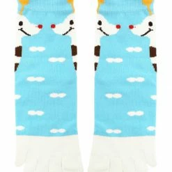Allegra K Women Elastic Cuffs Giraffe Novelty Pattern Toe Socks 9-11