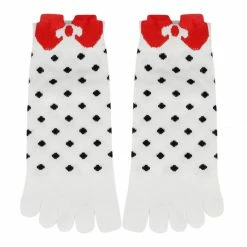 Allegra K Women Stretchy Cuffs Low Cut Dots Bowknot Pattern Toe Socks 9-11 Accessories